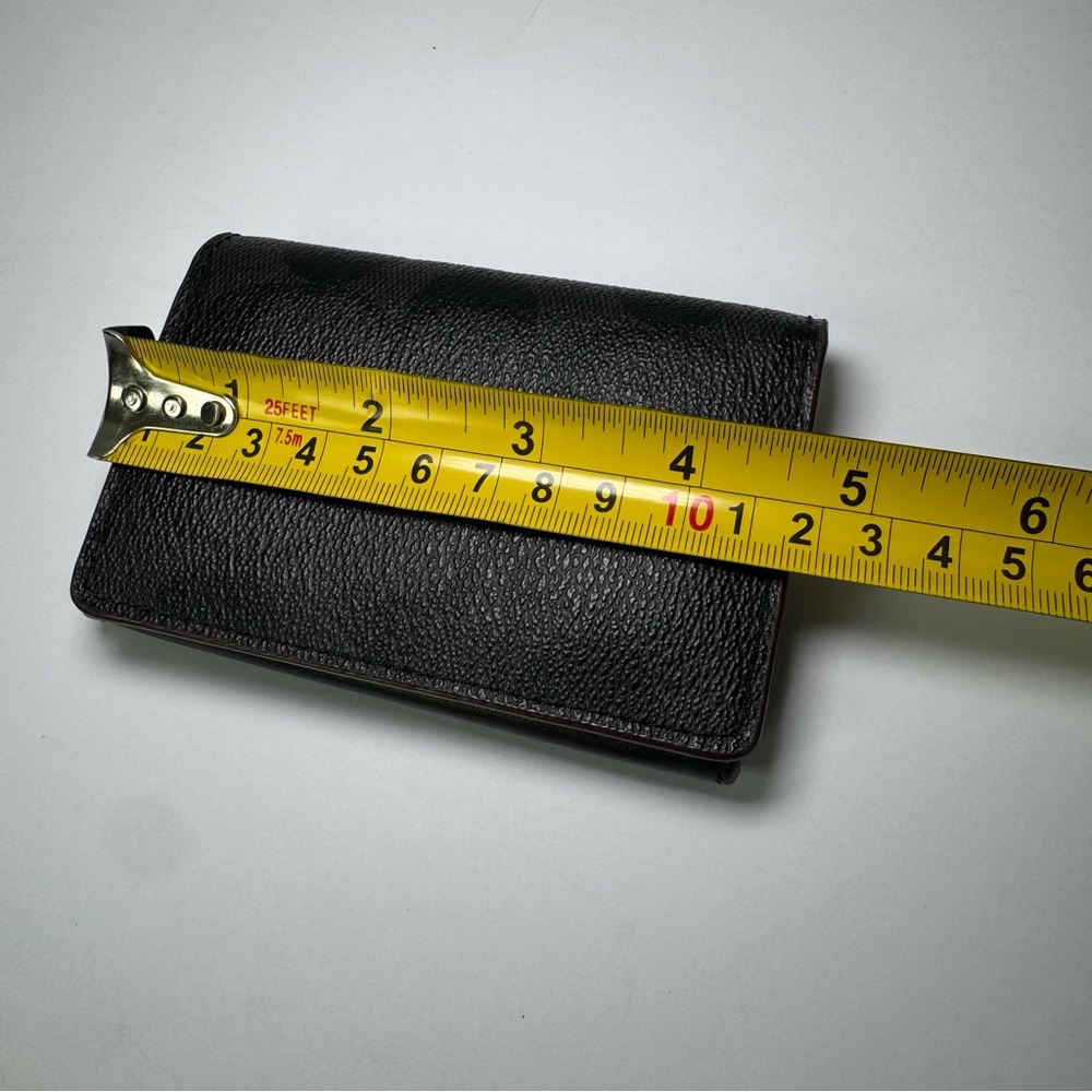 COACH Card Case Wallet #C2122-91663 Black Coated Canvas Signature C Logo Leather - Picture 10 of 10